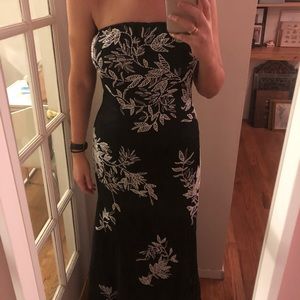 Black tie beaded black and white dress